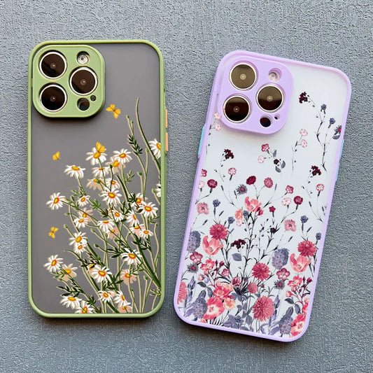 Hand-Painted Floral Shockproof Phone Case for iPhone Models