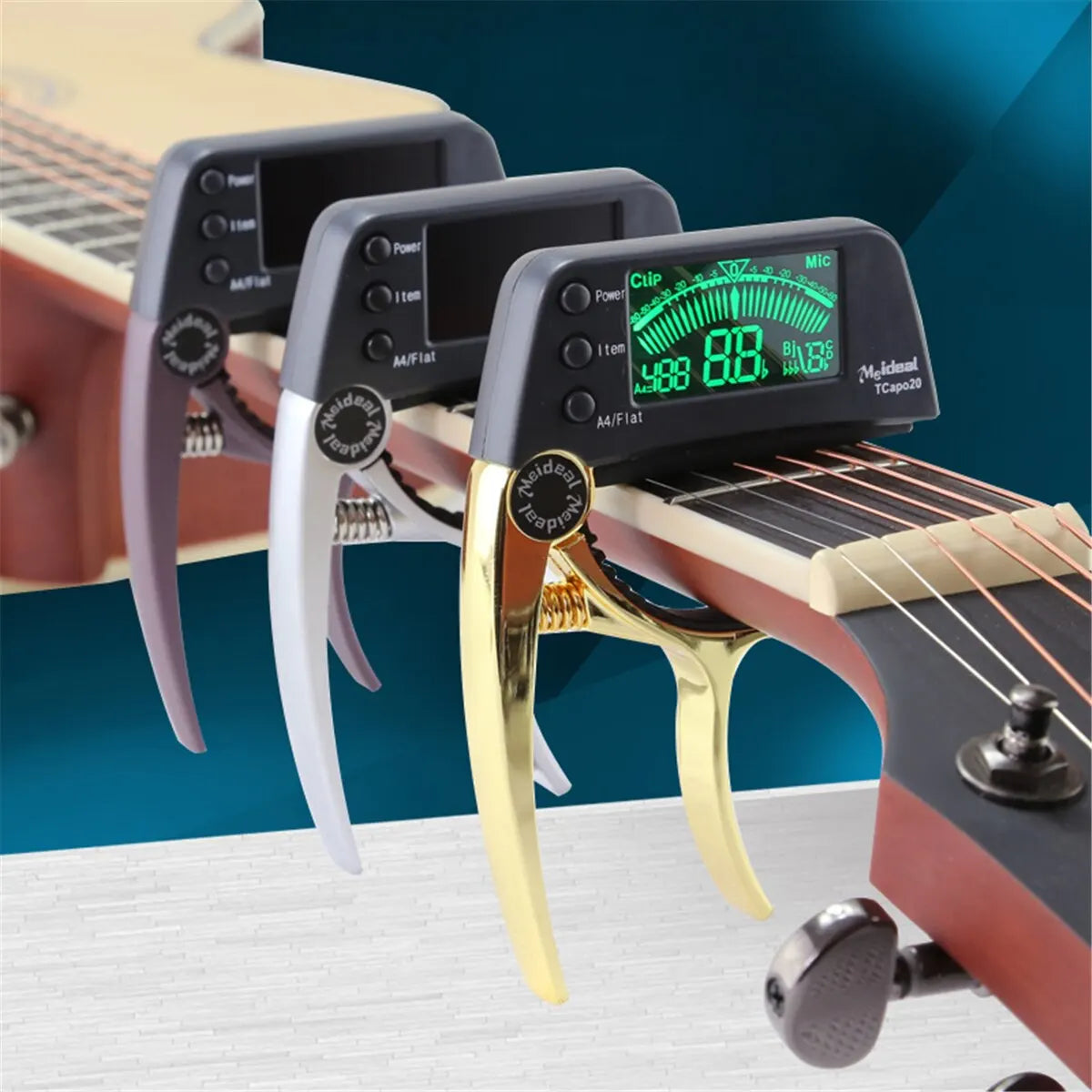 2-in-1 Guitar Capo and LED Tuner for Acoustic, Electric, Bass & Ukulele