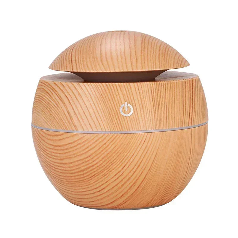 Mini Woodgrain USB Humidifier Diffuser - Quiet Desktop Aroma Mist