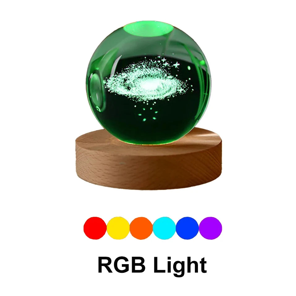 6cm RGB Cosmos Crystal Ball Night Light with USB Plug