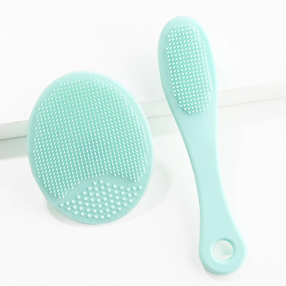 2-Piece Silicone Facial Cleansing Brush Set - Blackhead Removal Tool
