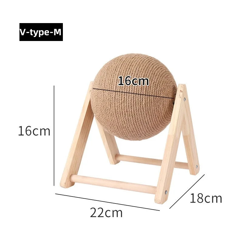Sisal Cat Scratching Ball Toy with Wooden Board for Paw Grinding