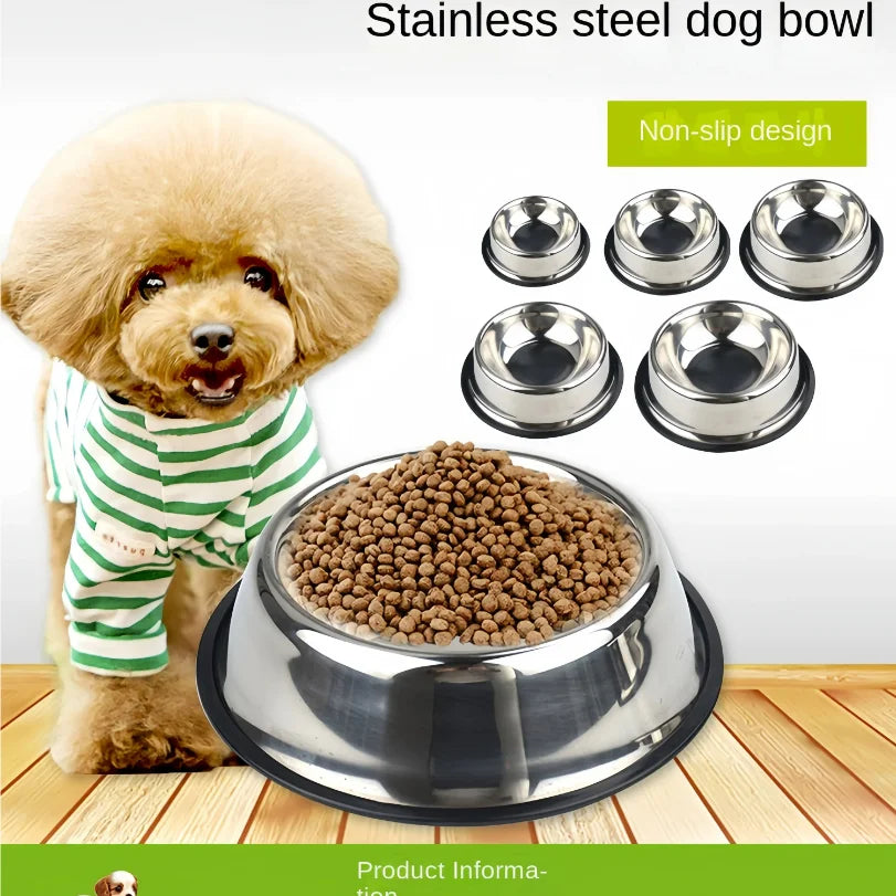 Stainless Steel Pet Feeding Bowl for Dogs and Cats - 6 Size Options