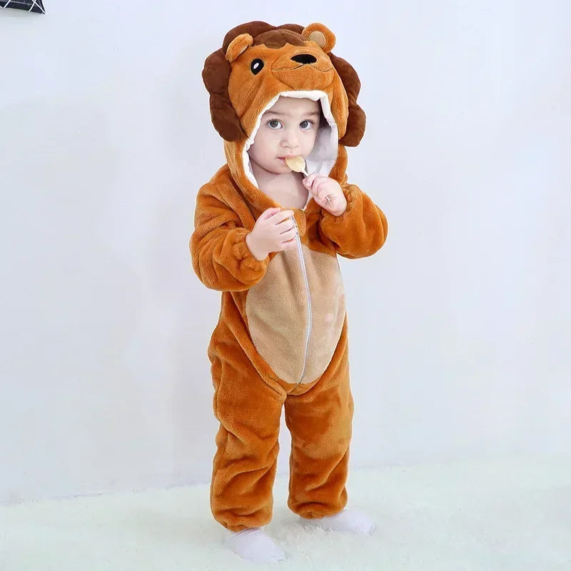 Baby Winter Lion Animal Hooded Romper