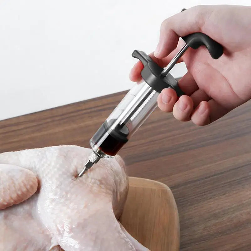 Stainless Steel Marinade Injector Syringe - BBQ Meat Flavor Needle