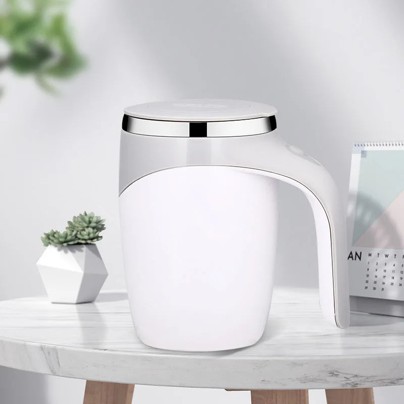 Rechargeable Self-Stirring Coffee Mug with Stainless Steel Mixer