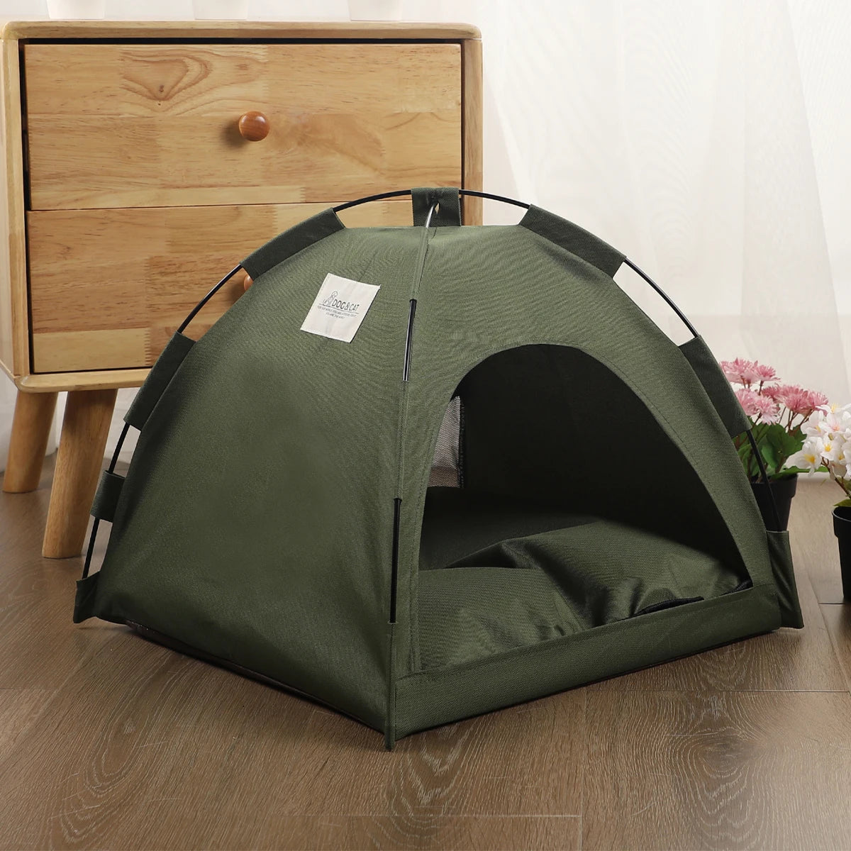 Warm Clamshell Cat Tent Bed with Cushion for Winter Rest