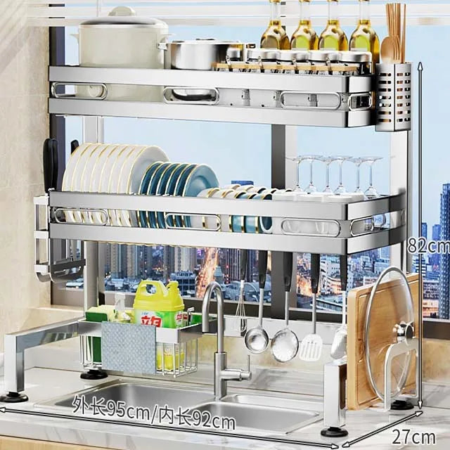 Countertop Sink Storage Rack with Dish, Knife and Cutlery Holder