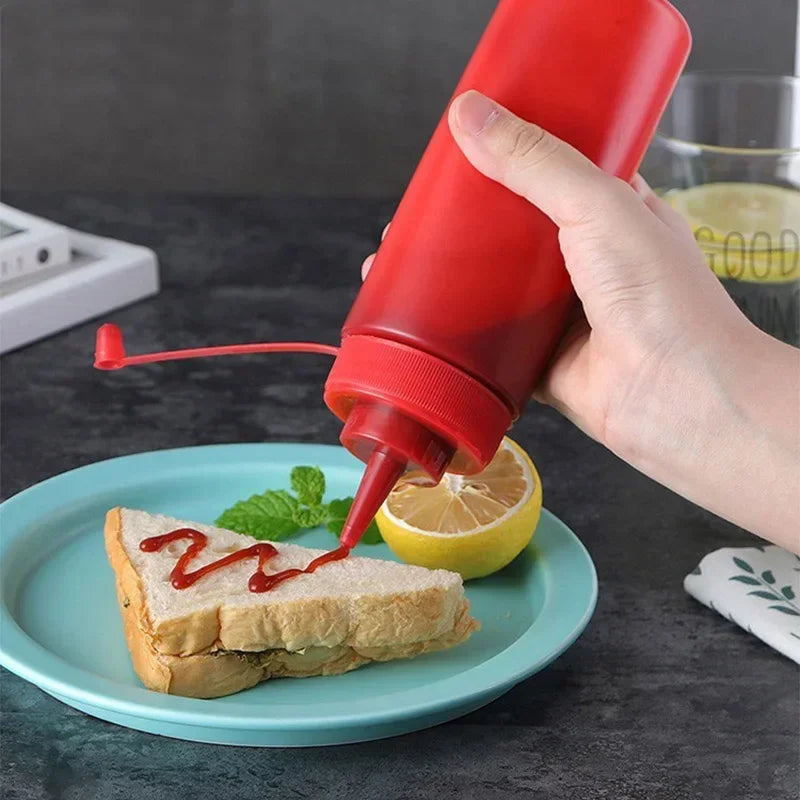 Large Squeeze Condiment Bottle with Nozzle for Sauces and Oils