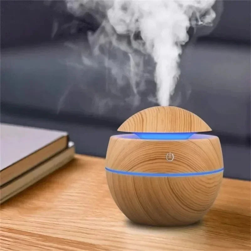 Mini Woodgrain USB Humidifier Diffuser - Quiet Desktop Aroma Mist