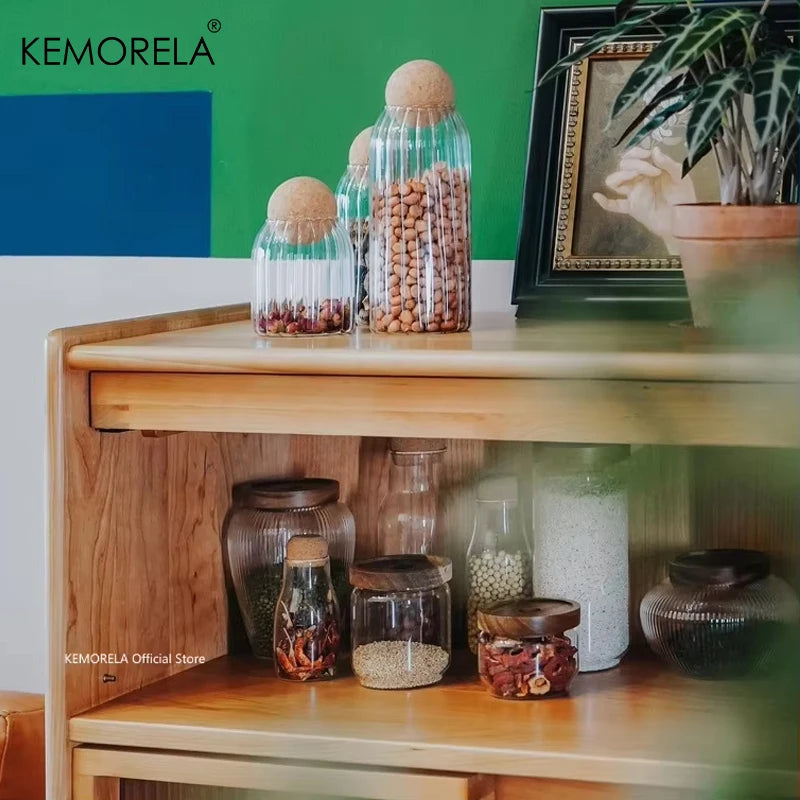 Glass Airtight Food Storage Canister with Wooden Lid