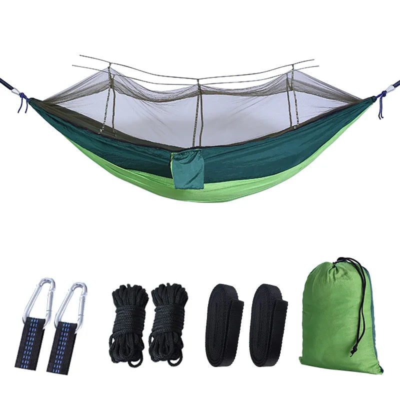 Portable Camping Hammock with Mosquito Net and 210T Nylon Fabric
