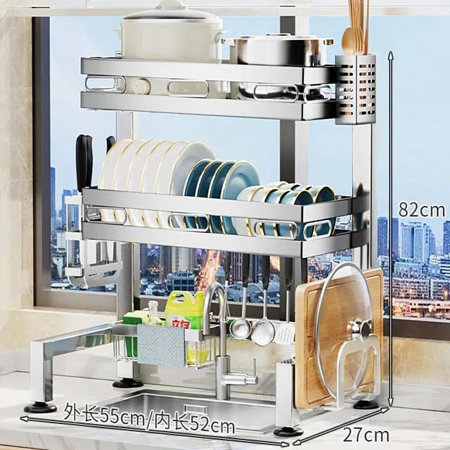 Countertop Sink Storage Rack with Dish, Knife and Cutlery Holder