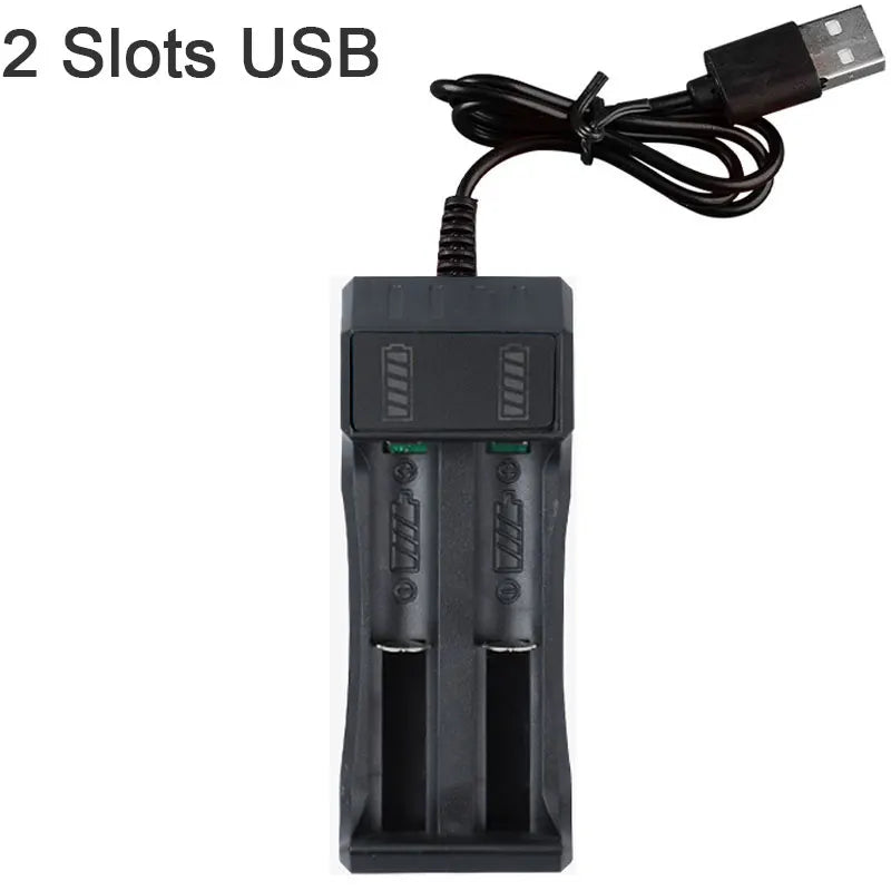 18650 Rechargeable Lithium Battery Charger with 1, 2, or 4 Slot Options