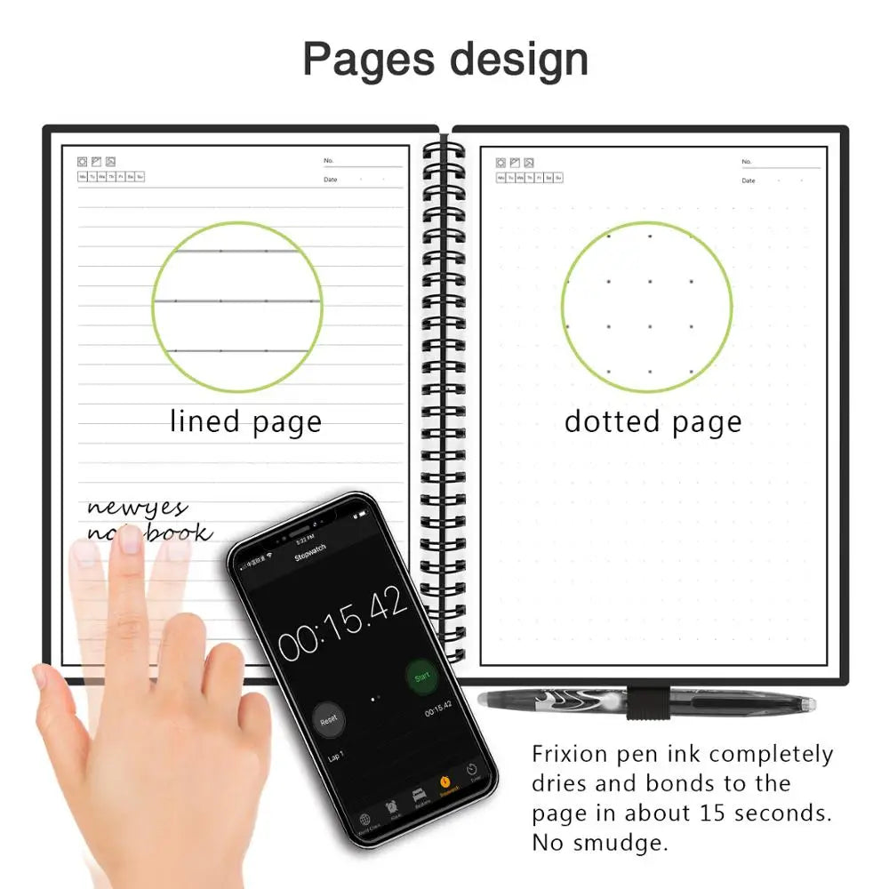 A6 Reusable Smart Notebook with Erasable Stone Paper and Pen