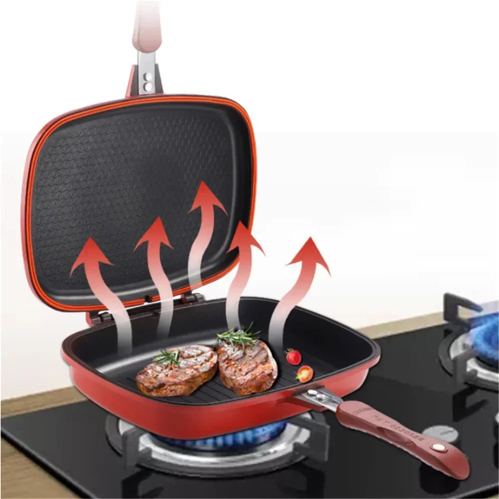 Double-Sided Nonstick Grill Frying Pan and Skillet