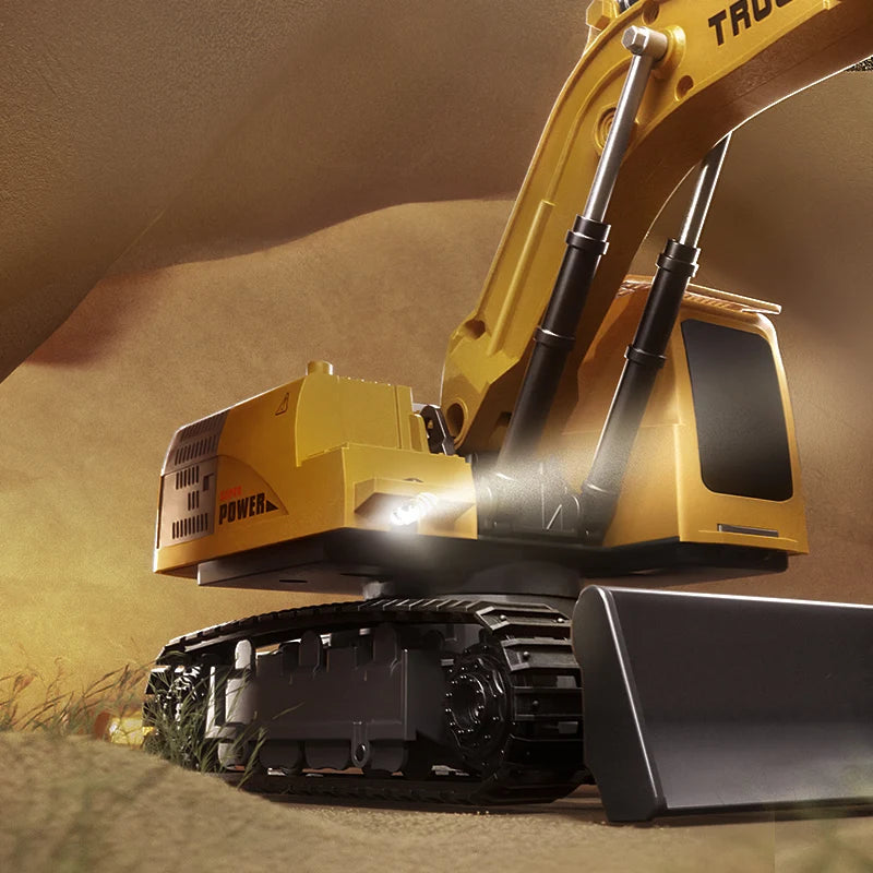 Alloy Remote Control Excavator Toy - Lights & Sound Vehicle