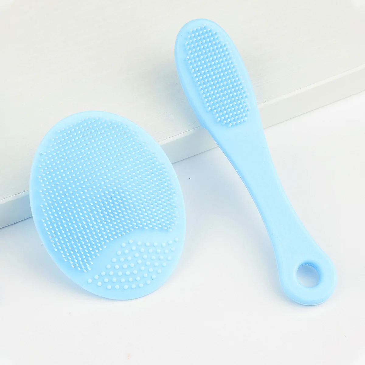 2-Piece Silicone Facial Cleansing Brush Set - Blackhead Removal Tool