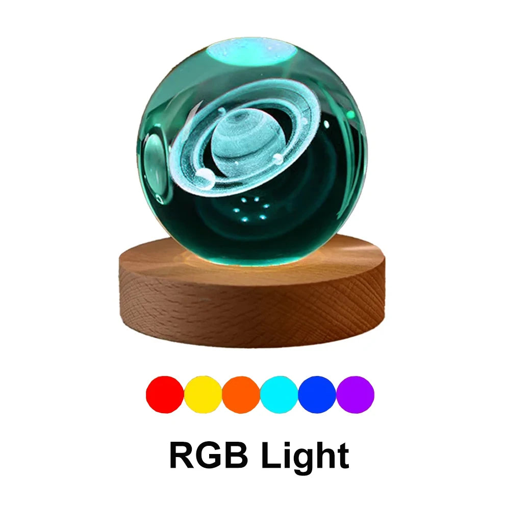 6cm RGB Cosmos Crystal Ball Night Light with USB Plug