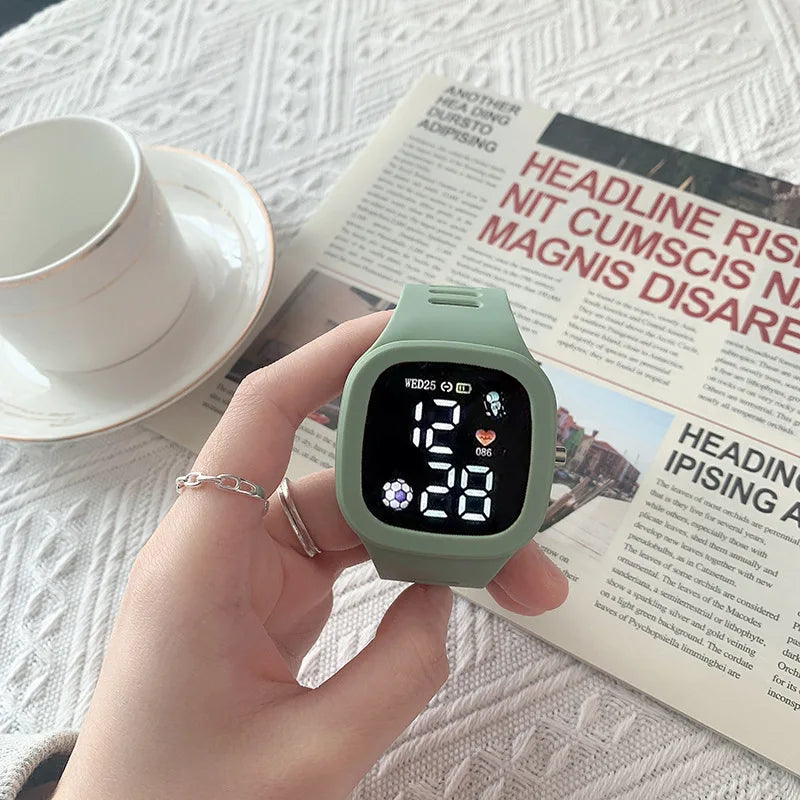 LED Digital Sports Watch with Square Dial and Waterproof Silicone Strap