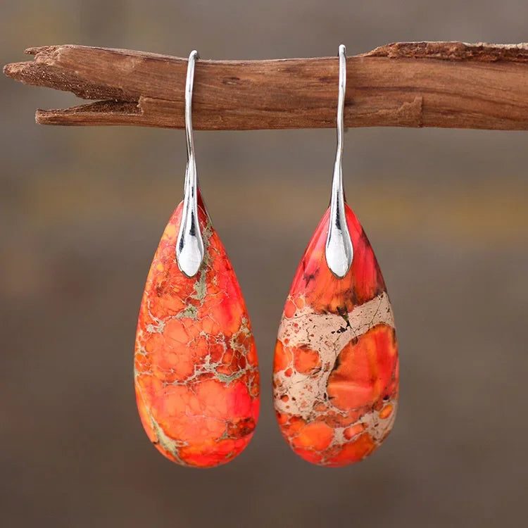 Bohemian Natural Stone Geometric Drop Earrings