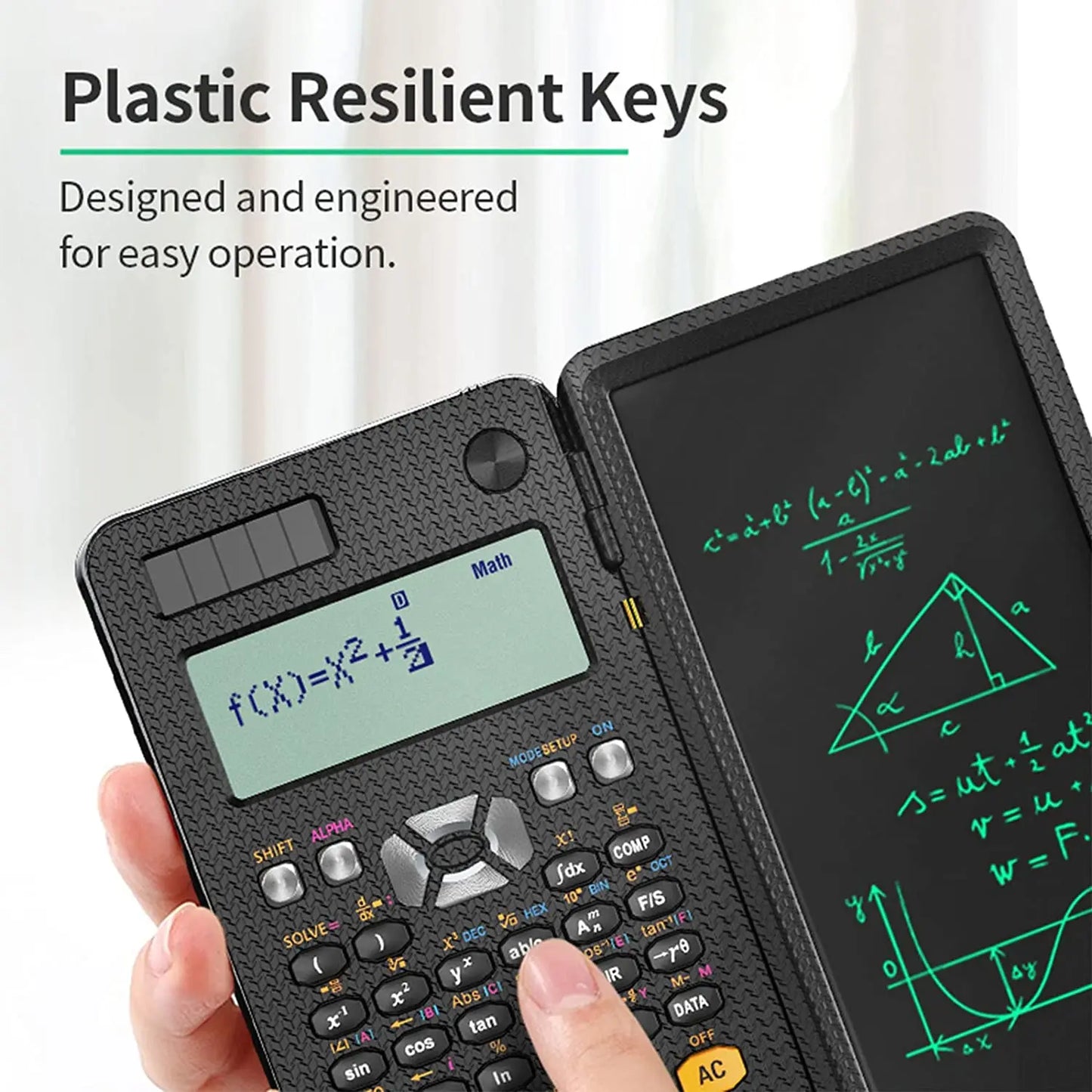 Solar Scientific Calculator with LCD Notepad and 417 Functions for Students