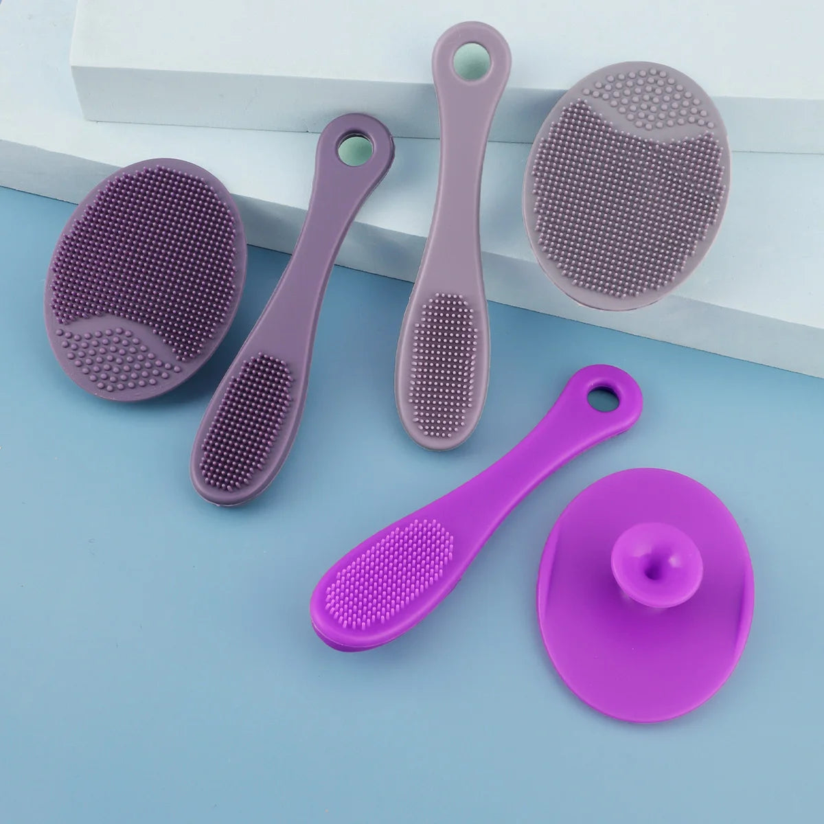 2-Piece Silicone Facial Cleansing Brush Set - Blackhead Removal Tool