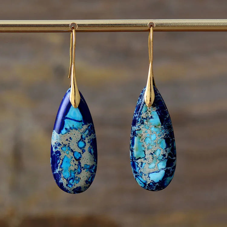 Bohemian Natural Stone Geometric Drop Earrings