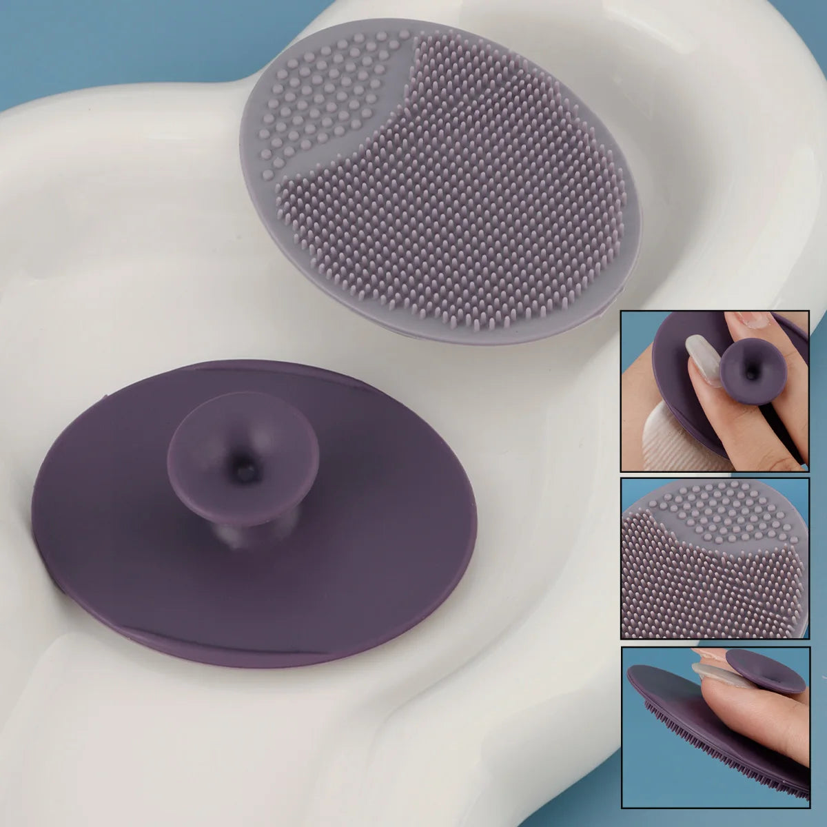 2-Piece Silicone Facial Cleansing Brush Set - Blackhead Removal Tool