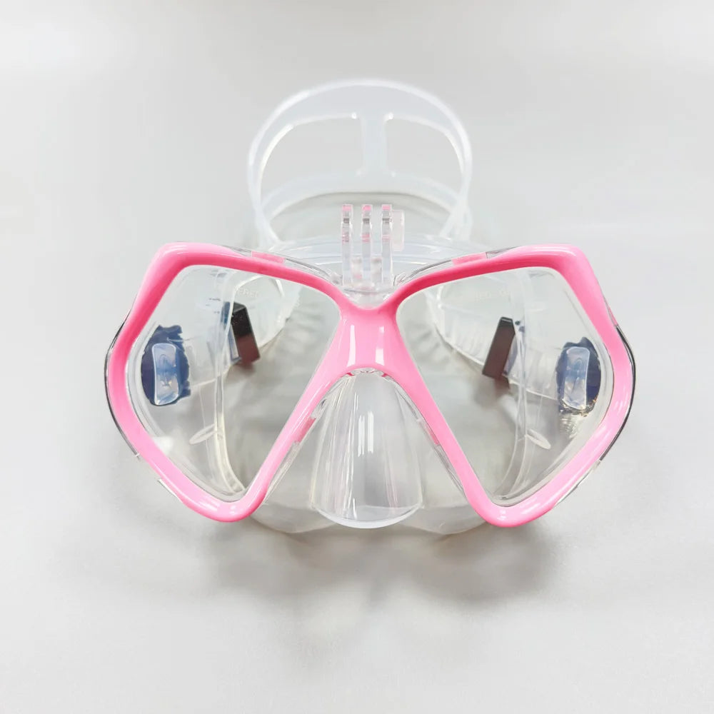 Tempered Glass Diving Mask with Dry Snorkel Tube & Camera Mount