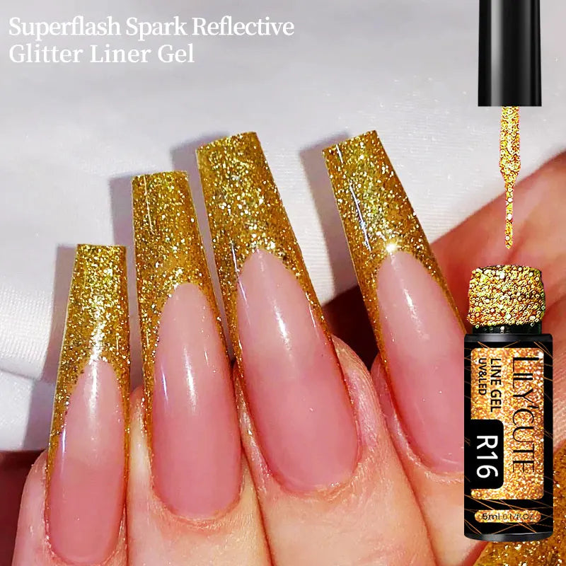 LILYCUTE 5ml Reflective Glitter Nail Liner Gel - Sparkle Art Polish