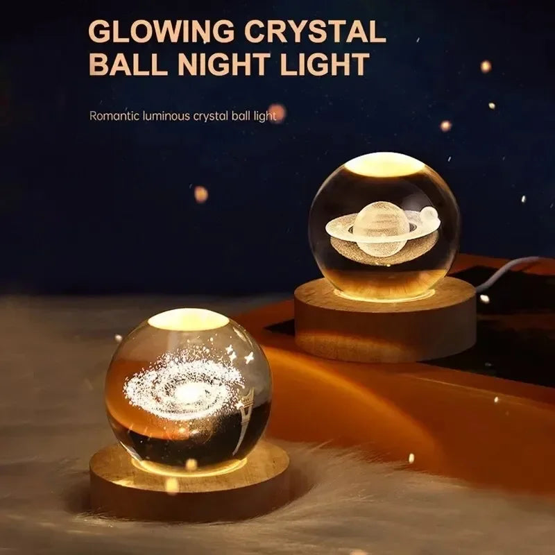 6cm RGB Cosmos Crystal Ball Night Light with USB Plug