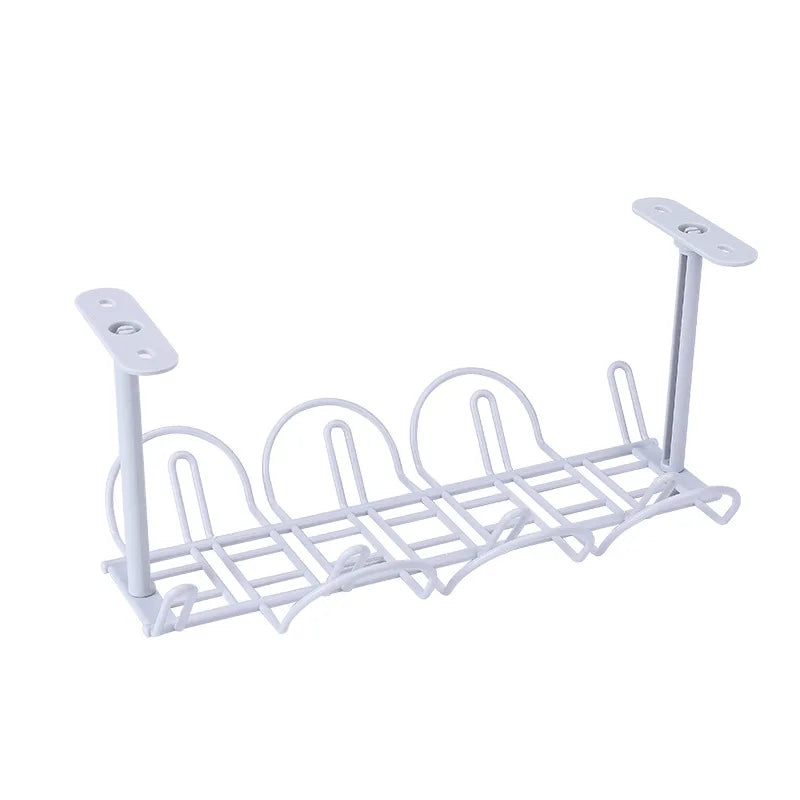 Plastic Under-Desk Storage Rack and Cable Organizer Shelf