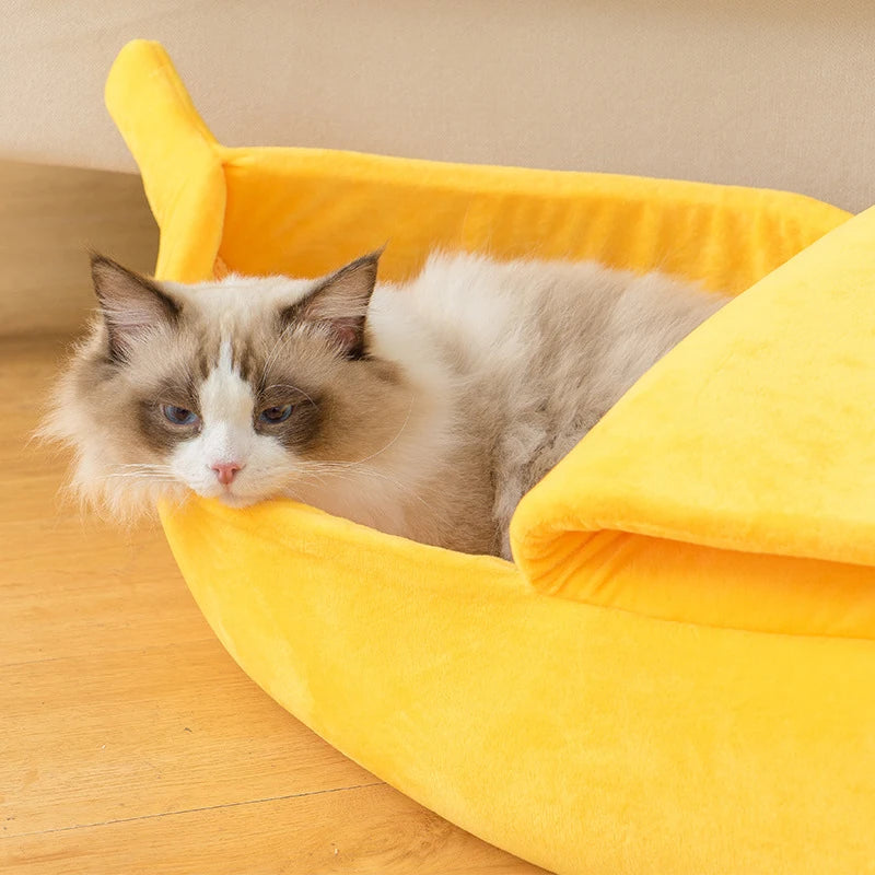 Cozy Banana Cat Bed House for Winter