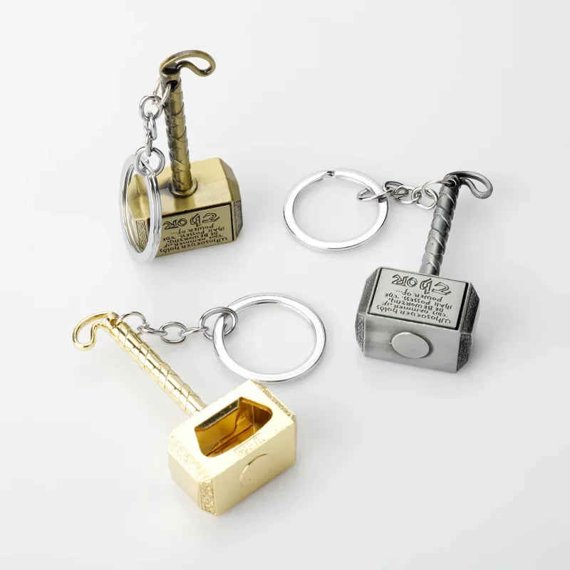 Thor Hammer Bottle Opener Keychain - Metal Fan Gift Holder