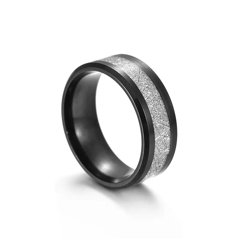 8mm Tungsten Carbide Meteorite Inlay Ring