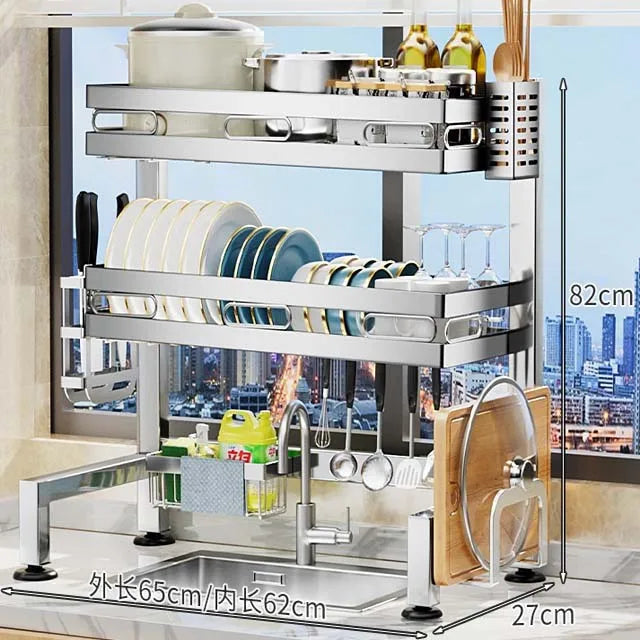 Countertop Sink Storage Rack with Dish, Knife and Cutlery Holder