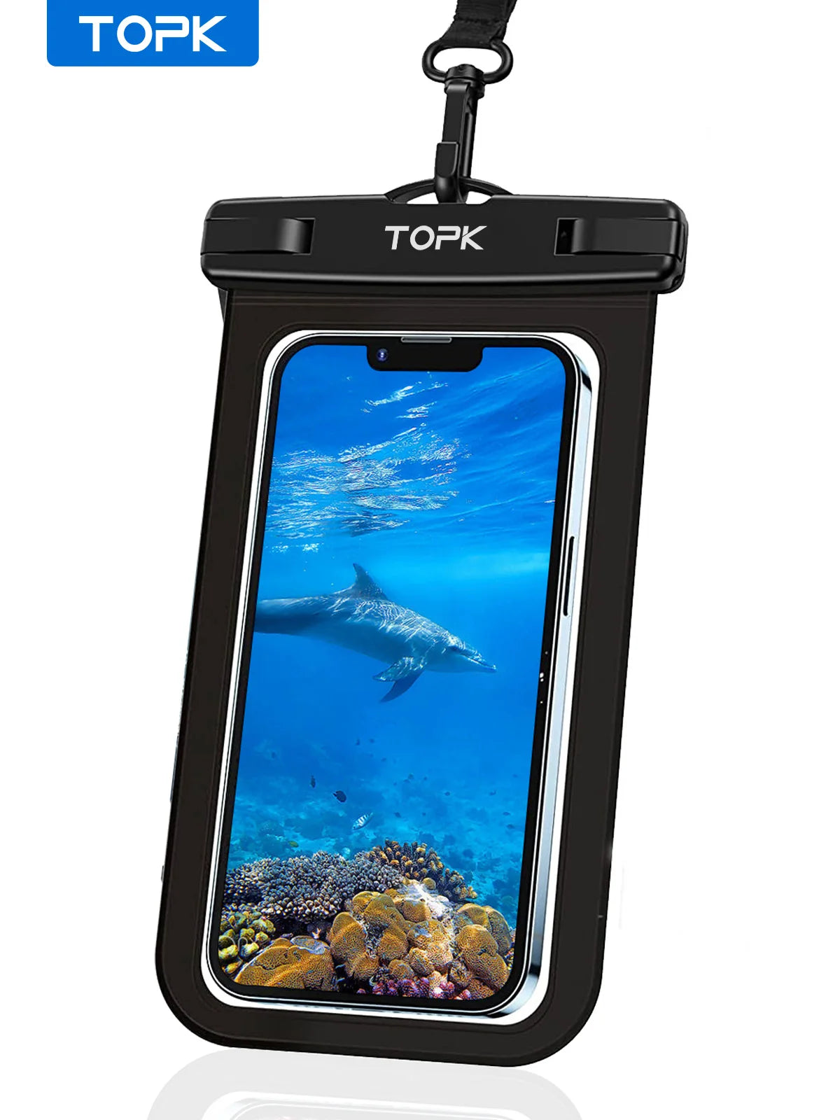 TOPK E01 IPX8 Waterproof Phone Pouch with Lanyard for 7-Inch Phones