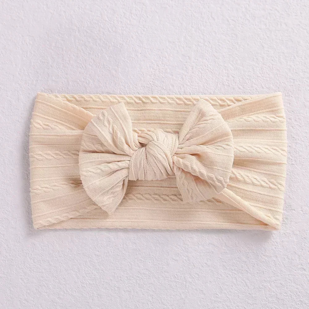 Elastic Jacquard Bow Headband for Newborn Baby Girls
