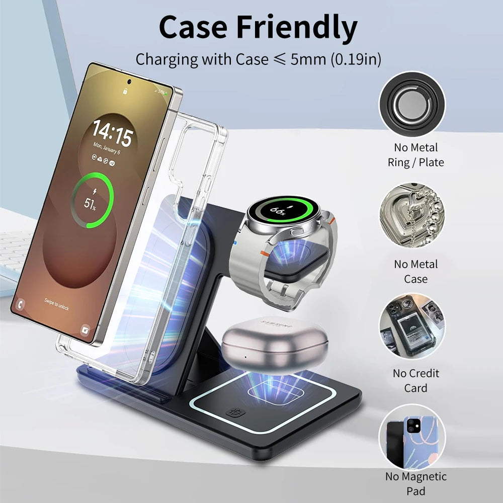 3-in-1 Foldable Wireless Charger Station for Samsung