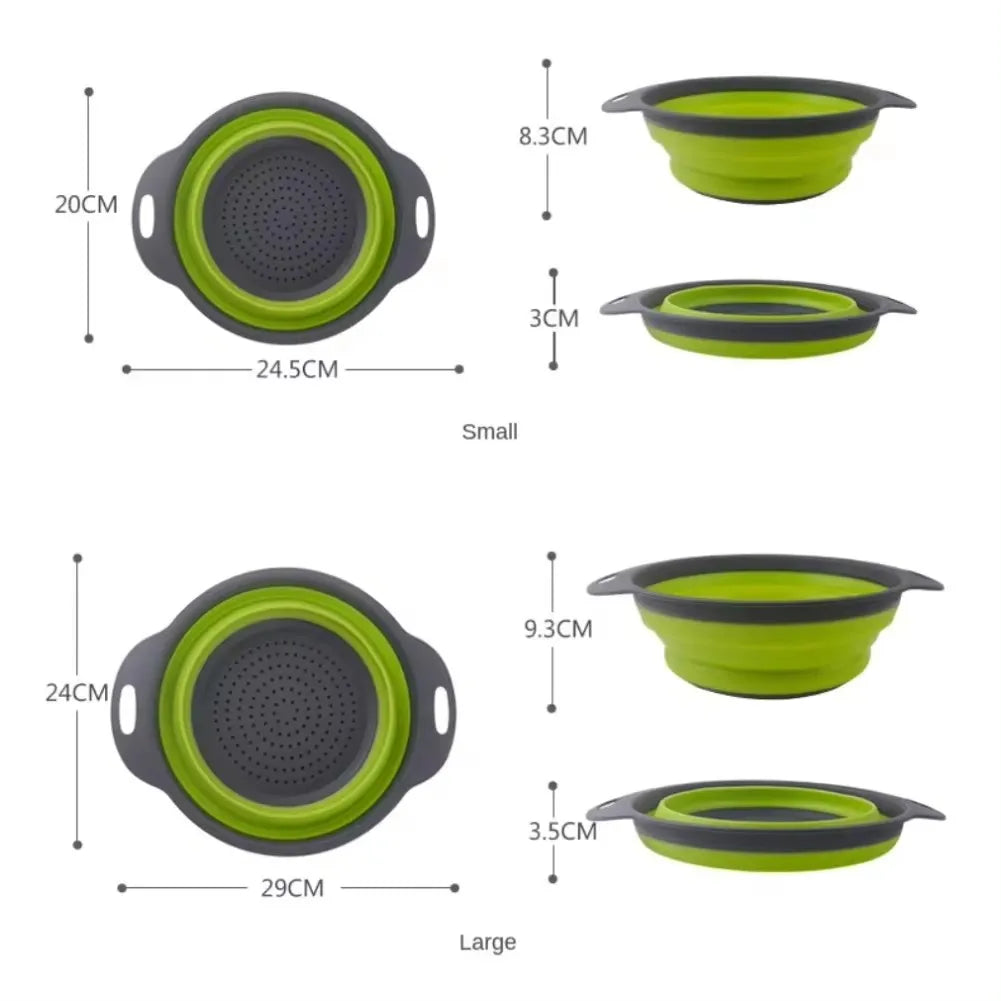 Collapsible Silicone Drain Basket and Foldable Kitchen Colander