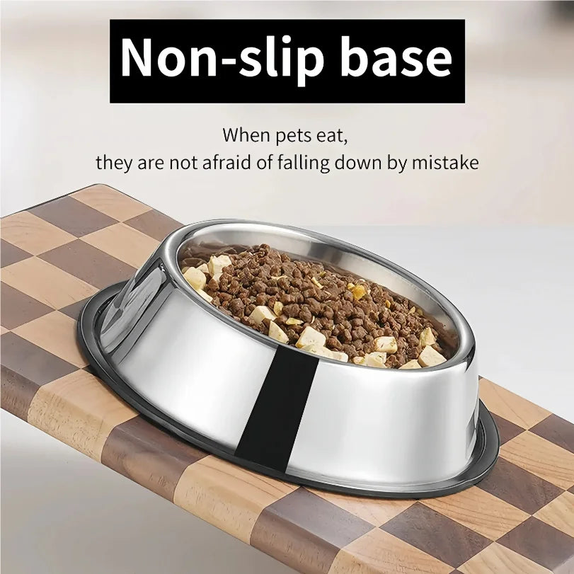 Stainless Steel Pet Feeding Bowl for Dogs and Cats - 6 Size Options