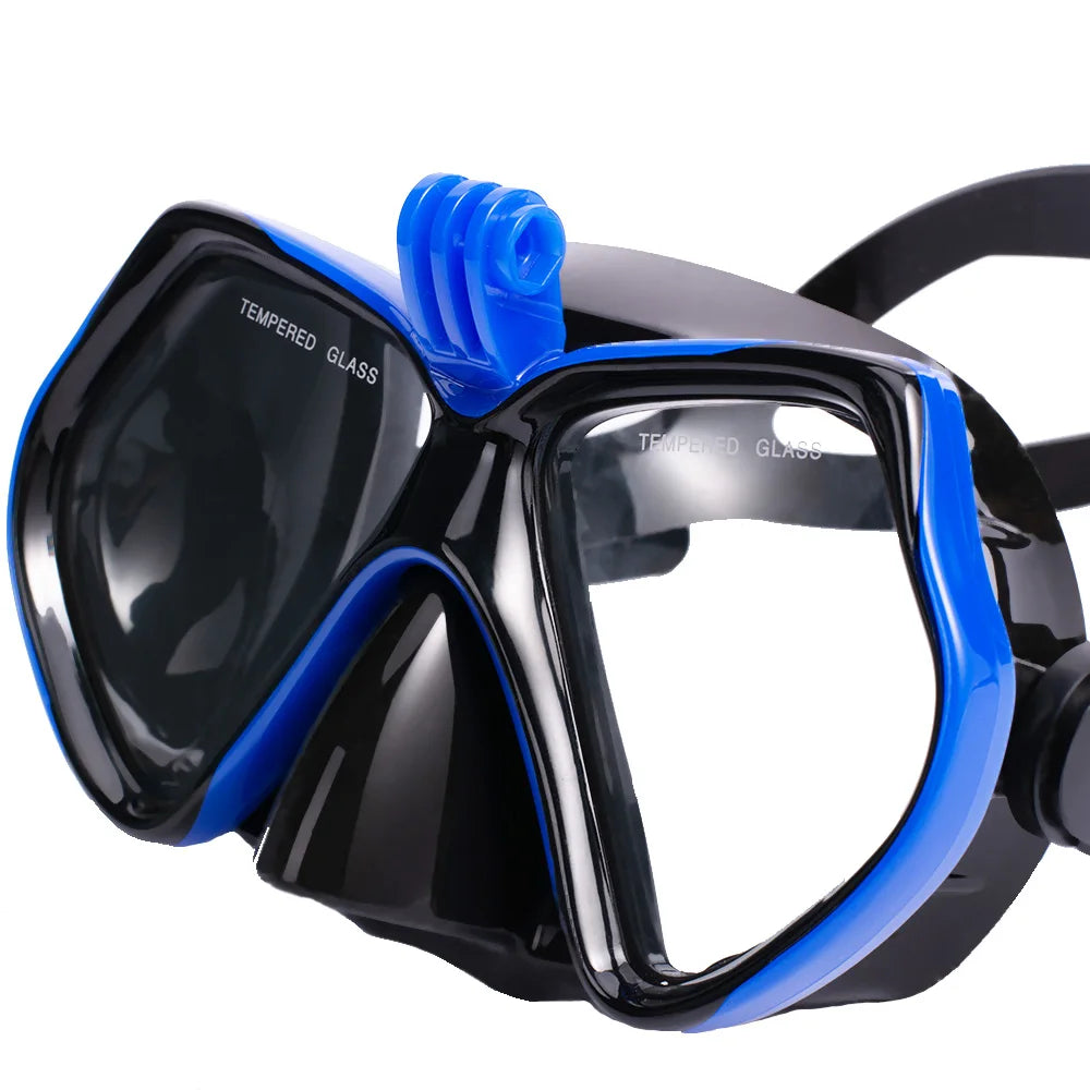 Tempered Glass Diving Mask with Dry Snorkel Tube & Camera Mount