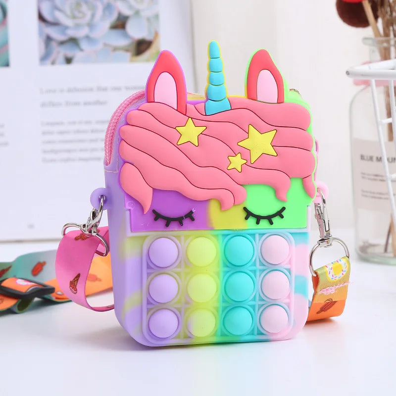 Unicorn Push Bubble Crossbody Bag - Fidget Coin Purse