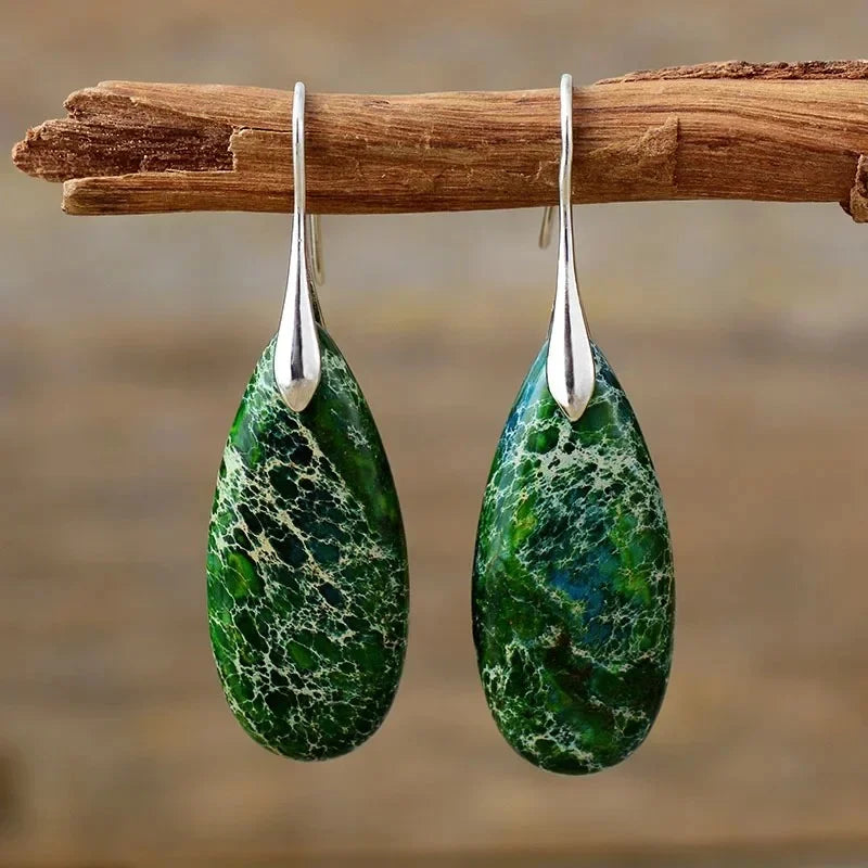 Bohemian Natural Stone Geometric Drop Earrings