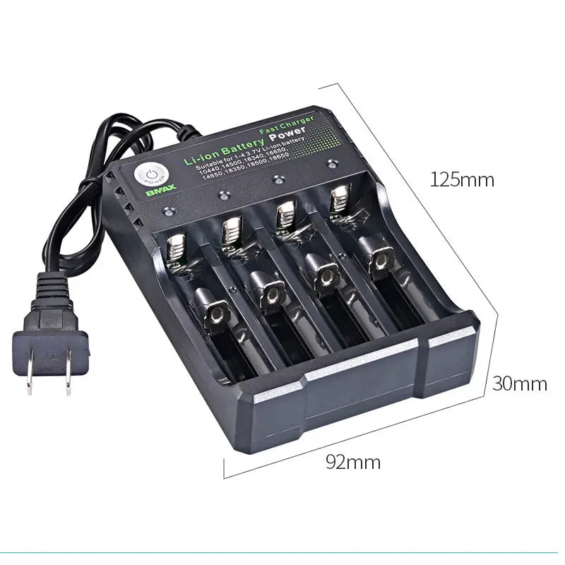 18650 Rechargeable Lithium Battery Charger with 1, 2, or 4 Slot Options
