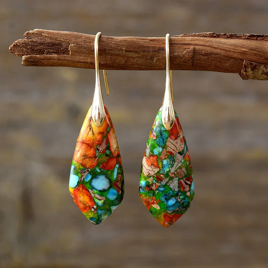 Bohemian Natural Stone Geometric Drop Earrings