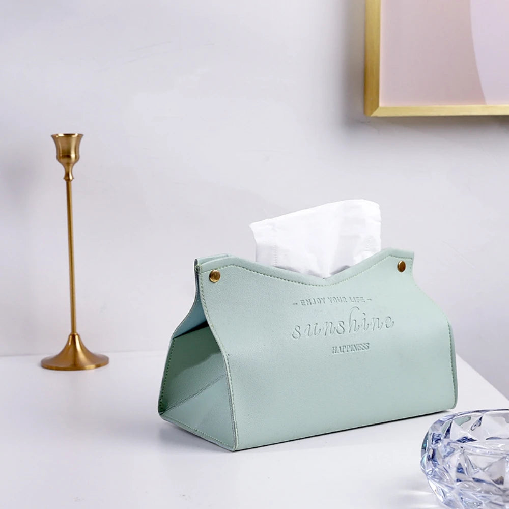 PU Leather Foldable Tissue Box Holder