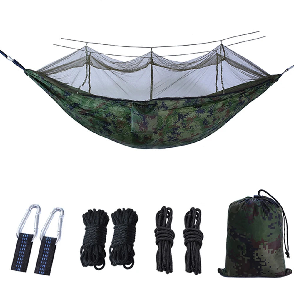 Portable Camping Hammock with Mosquito Net and 210T Nylon Fabric