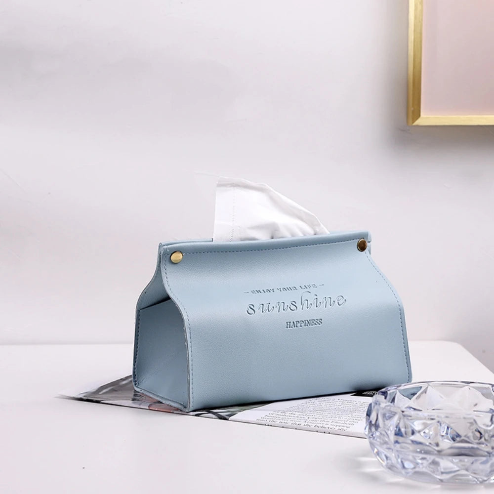 PU Leather Foldable Tissue Box Holder